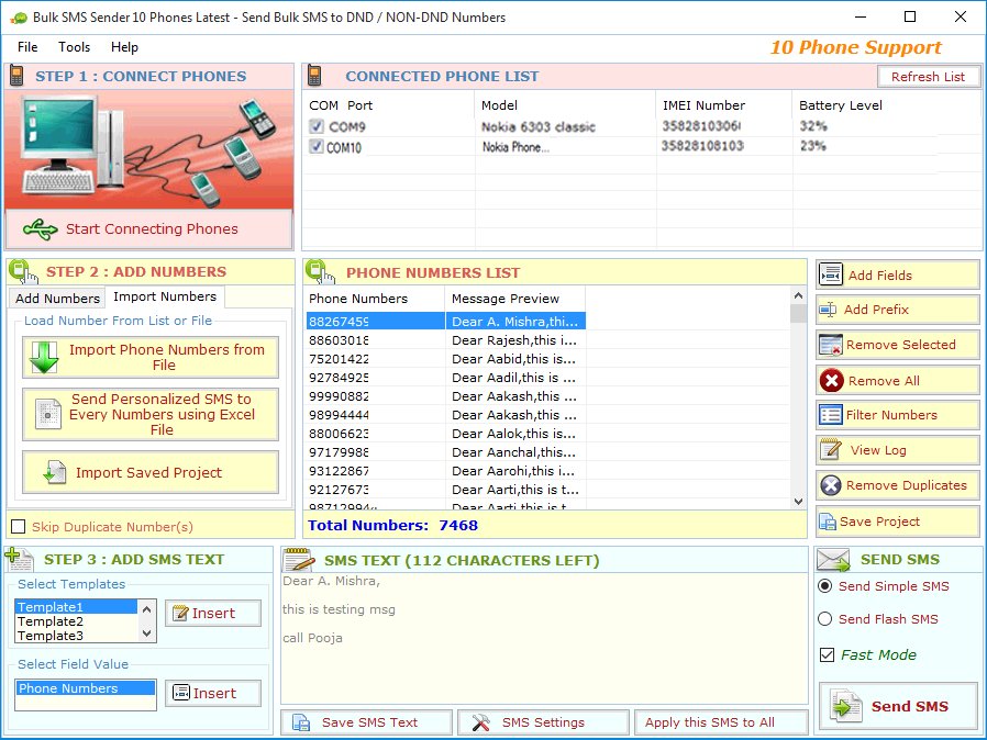 Multiple Bulk SMS Sender