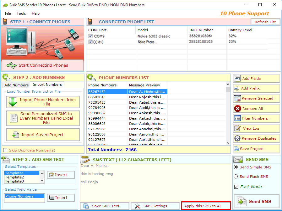 Multiple Bulk SMS Sender