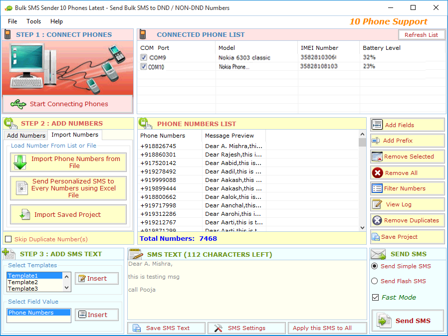 Multiple Bulk SMS Sender