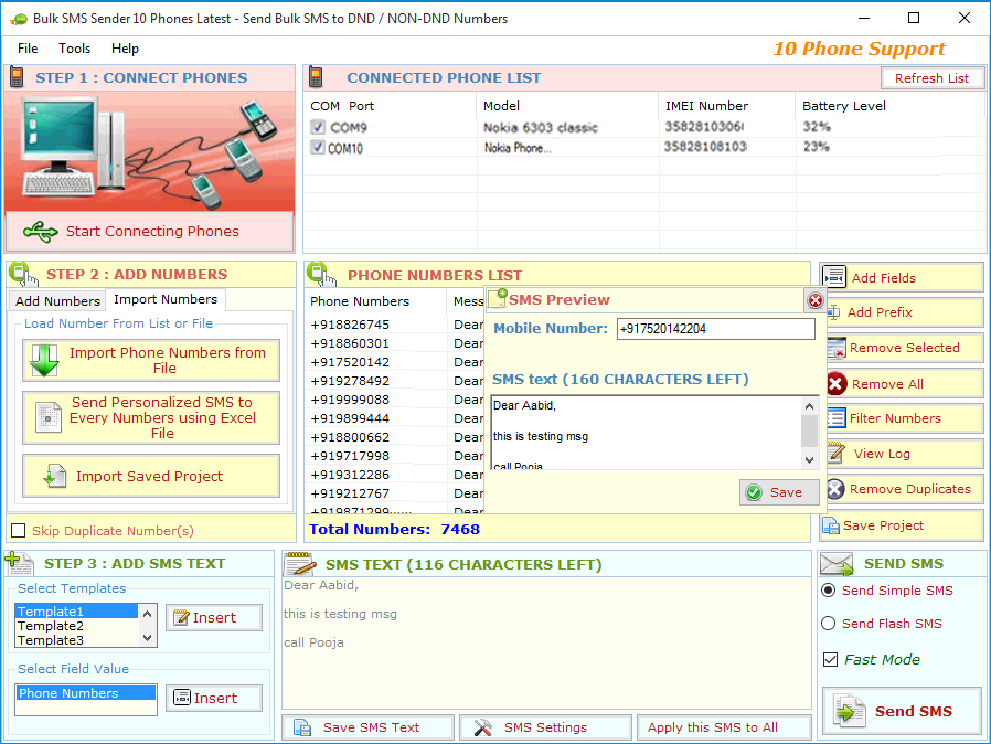 Multiple Bulk SMS Sender