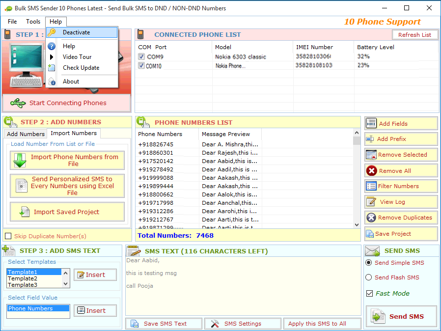 Multiple Bulk SMS Sender