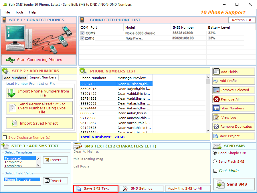 Multiple Bulk SMS Sender