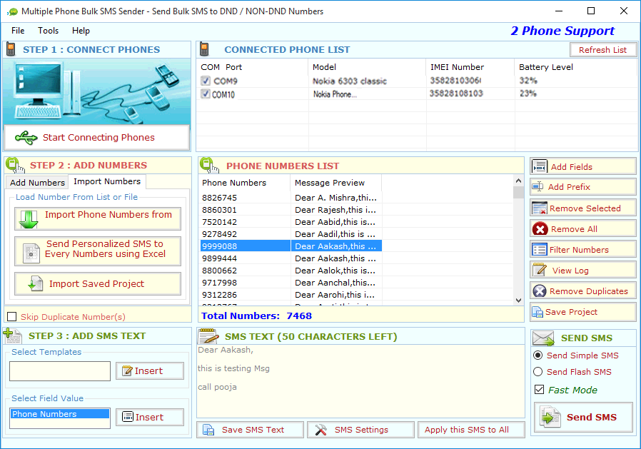 Multiple Bulk SMS Sender