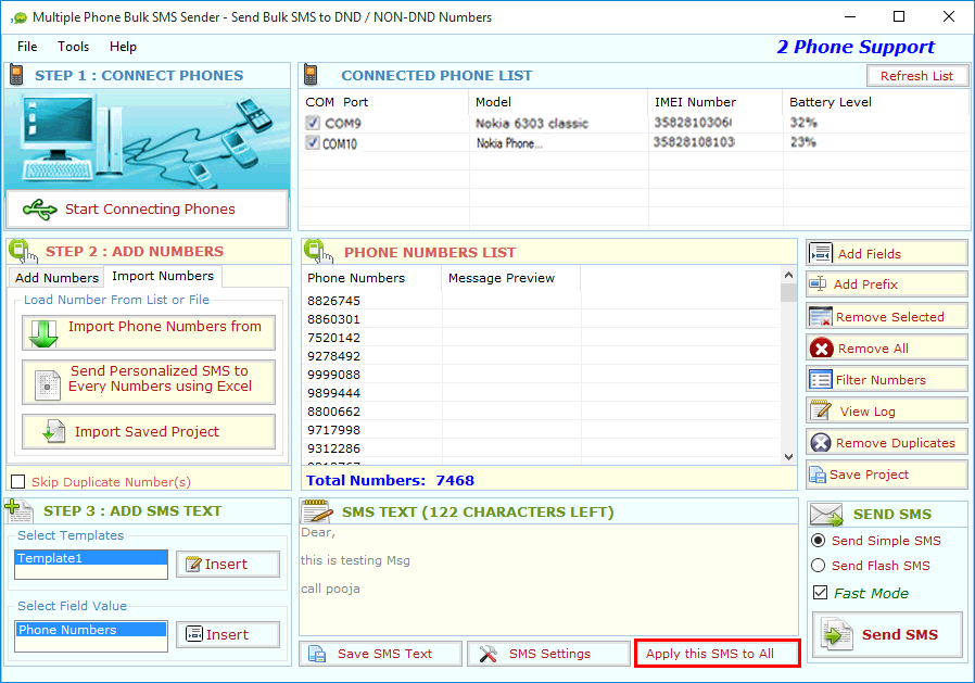 Multiple Bulk SMS Sender