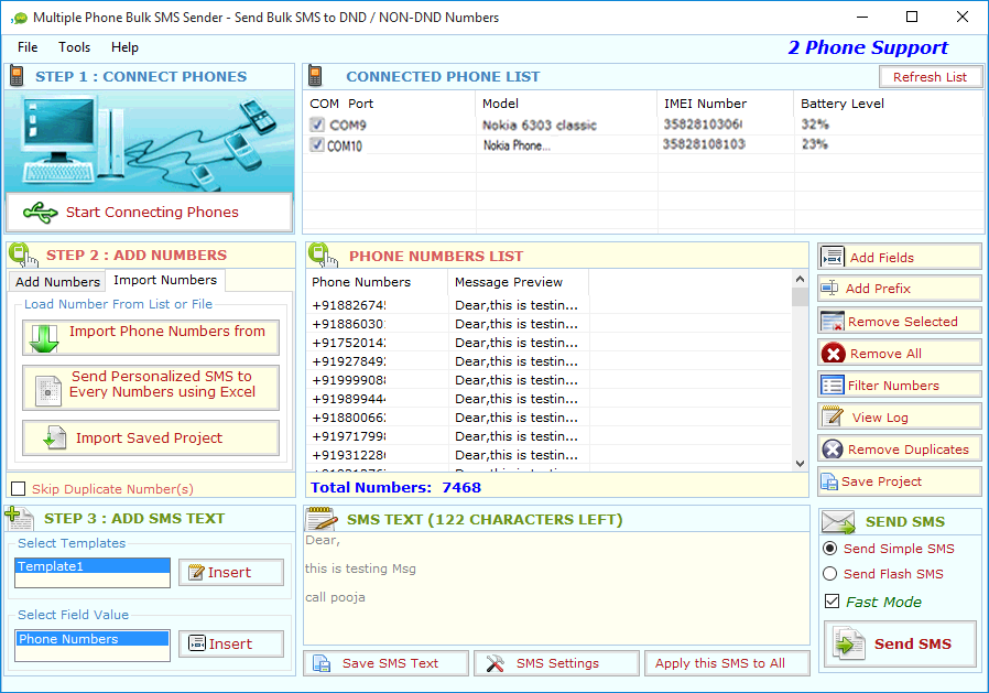 Multiple Bulk SMS Sender