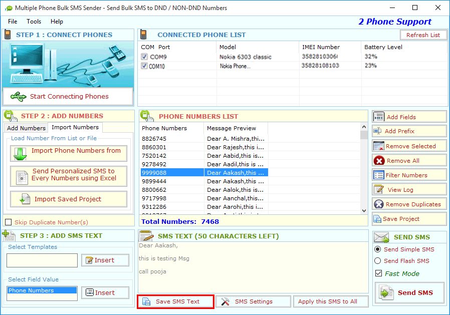 Multiple Bulk SMS Sender