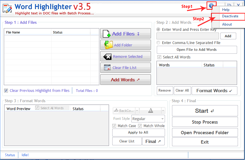 Highlighting Software Screen